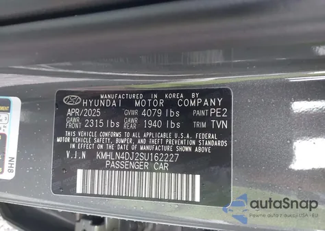 2025 Hyundai Elantra Hybrid Limited из США, поврежденный, VIN KMHLN4DJ2SU162227